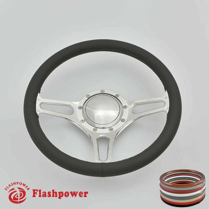 14'' Billet Steering Wheel Full Wrap Ford Fairlane Galaxie LTD Ranch w/Horn