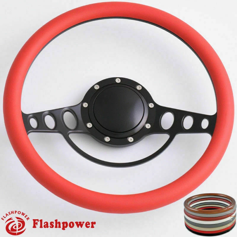 15.5'' Billet Steering Wheel Full Wrap Ford GM Cutlass Impala Chevy W/Horn