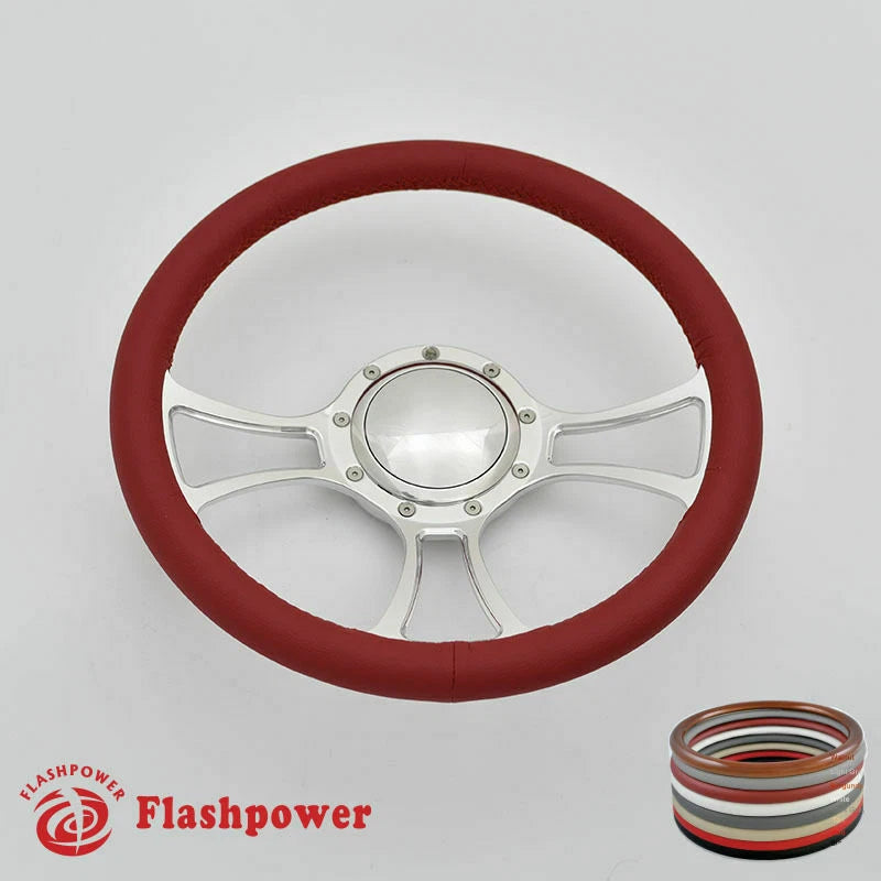 14'' Billet Steering Wheel Full Wrap Chevrolet GMC Carlo Camaro w/ Horn