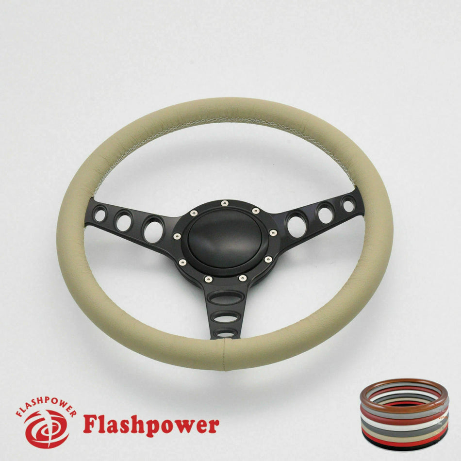 15.5'' Black Billet Steering Wheel Full Wrap LTD Custom GMC C10 W/Horn