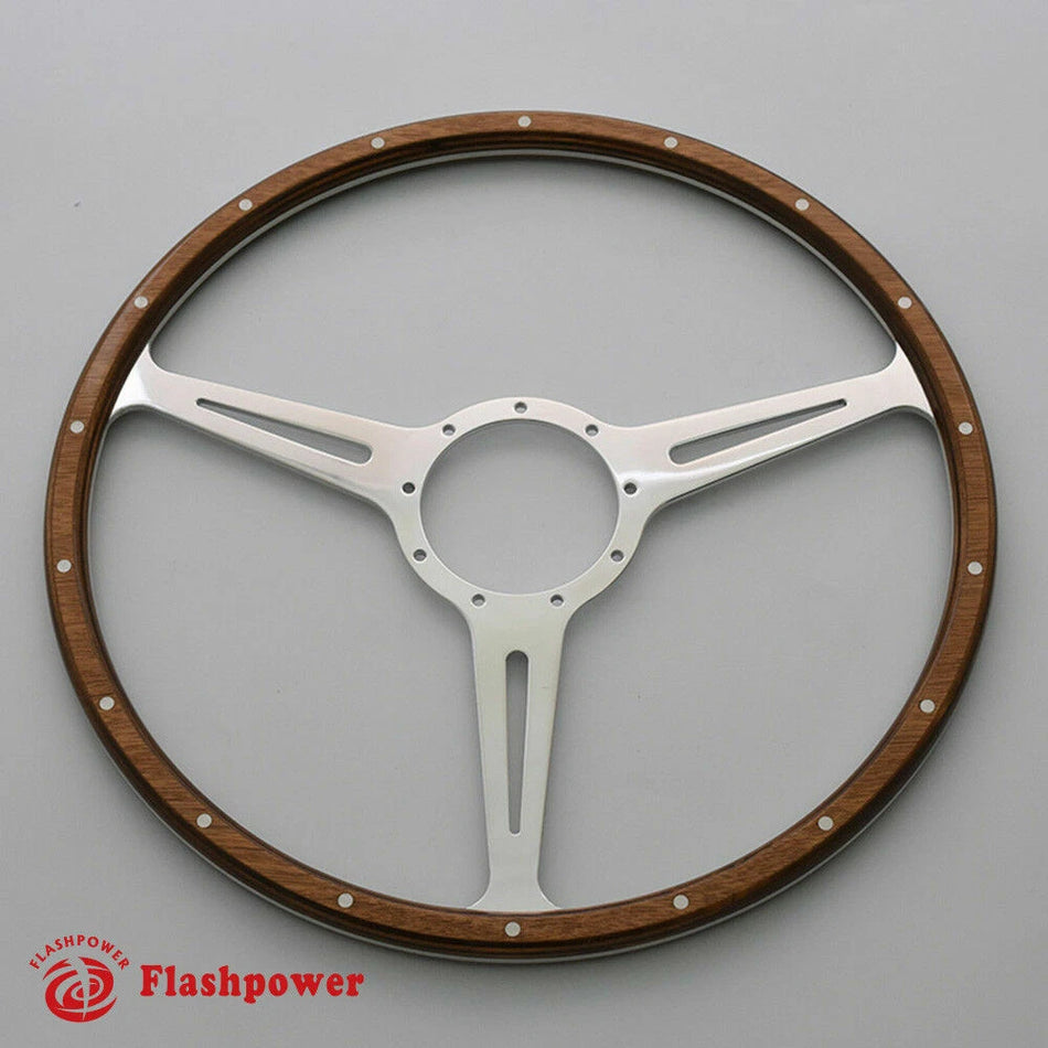 16'' Classic Riveted Wooden steering wheel Restoration MG Triumph Jaguar Marine Boat