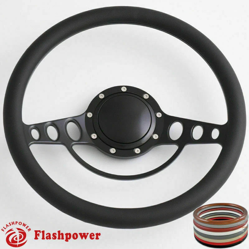 15.5'' Billet Steering Wheel Full Wrap Ford GM Cutlass Impala Chevy W/Horn