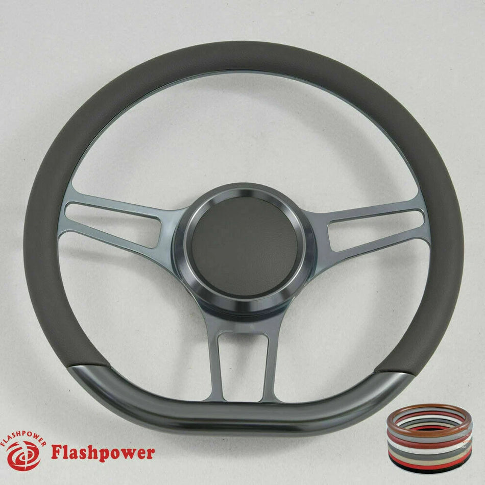 14'' Gun Metal Billet Steering Wheel Wrap LTD C10 Blazer Impala LUV W/Horn