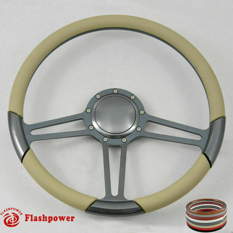 15.5'' Gun Metal Billet Steering Wheel Caprice GM Chevy Blazer W/Horn