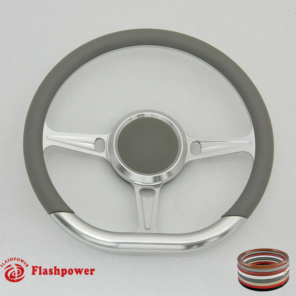 14'' D Type Billet Steering Wheel Half Wrap Muscle Car Mustang W/H
