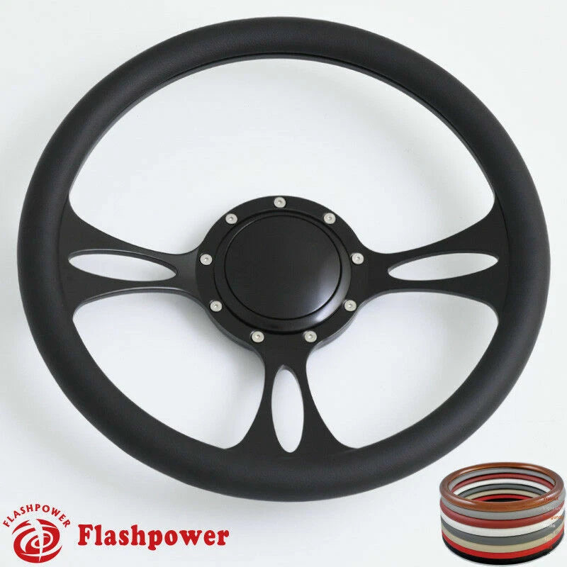 14'' Billet Steering Wheels Half Wrap Muscle Car Chevrolet Camaro Nova w/ Horn