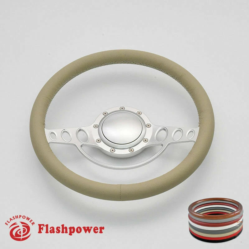 14'' Billet Steering Wheels Full Wrap Impala Chevy II Nova Chevelle w/ Horn