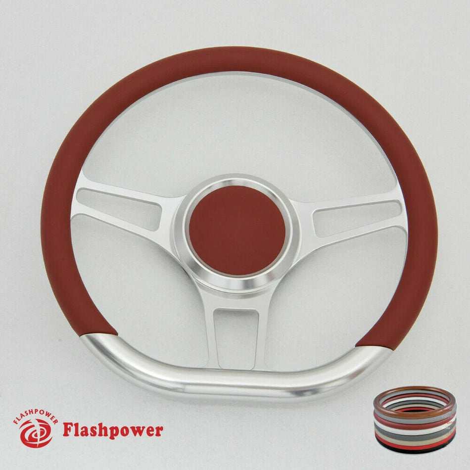 14'' D Type Billet Steering Wheel Half Wrap Muscle Car Mustang W/H