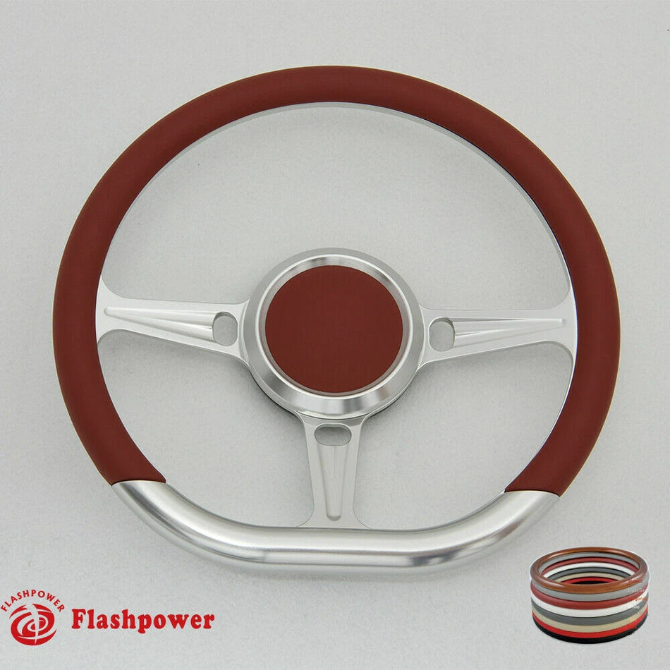 14'' D Type Billet Steering Wheel Half Wrap Muscle Car Mustang W/H