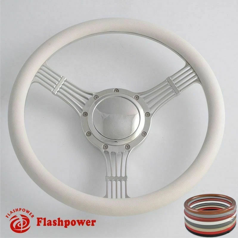 14'' Billet Steering Wheel Full Wrap Banjo Wrangler YJ Cherokee Jeep w Horn