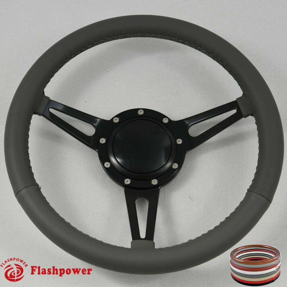 15" Classic steering wheel Gray Restoration Austin Healey ,3000, Sprite W/ Horn