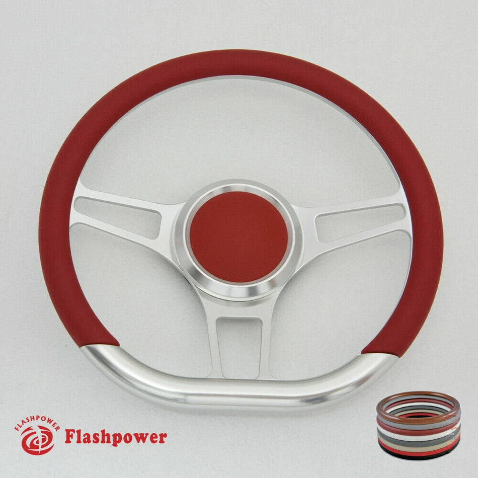 14'' D Type Billet Steering Wheel Half Wrap Muscle Car Mustang W/H