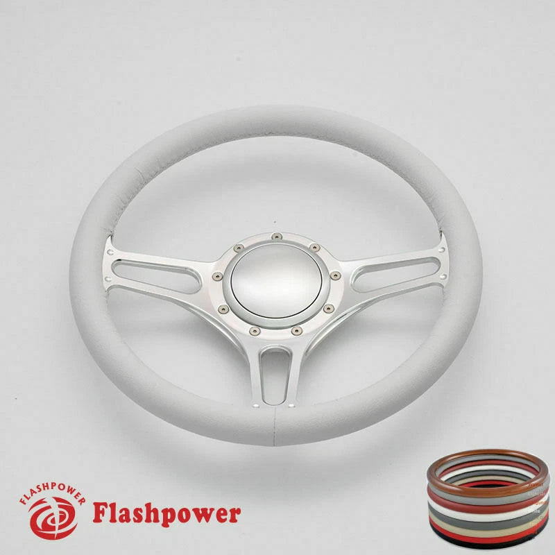 14'' Billet Steering Wheels Full Wrap Bronco F150 Mercury Capri Lincoln w/ Horn