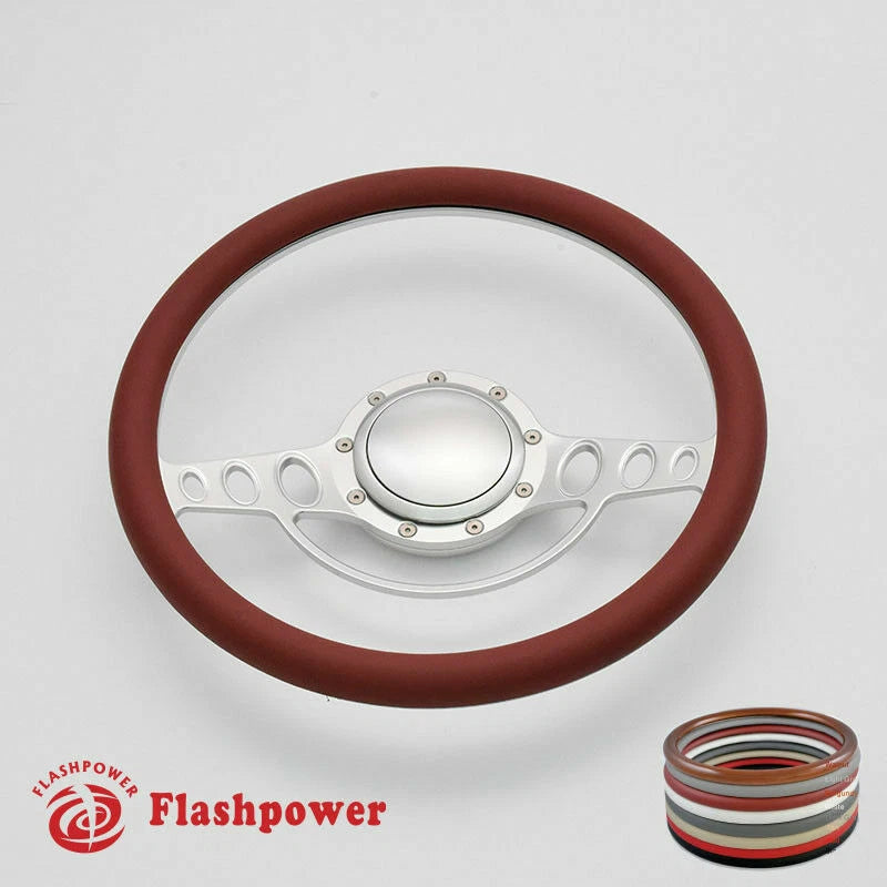 14'' Billet Steering Wheels Half Wrap Ford Fairlane Galaxie LTD Ranch w/Horn