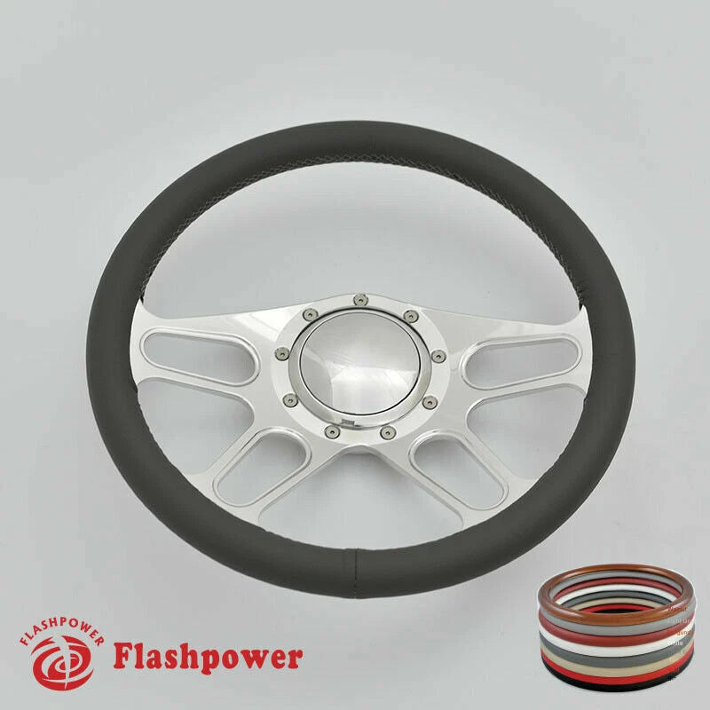 15.5'' Billet Steering Wheel Full Wrap Buick Chevy Ford Mopar GTO