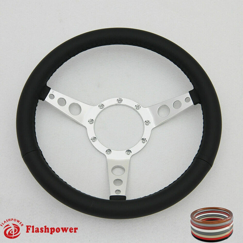 14" Classic Steering Wheel Black Chevy GMC Impala GTO W/ Horn