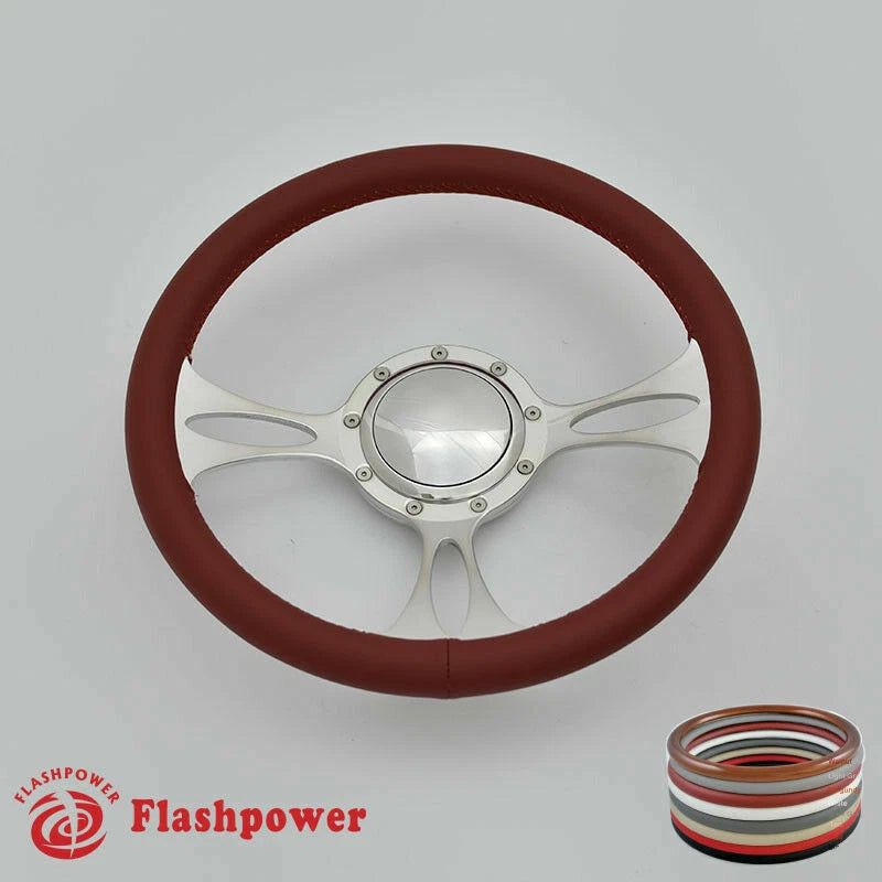 14'' Billet Steering Wheels Full Wrap Ford Thunderbird Mustang EXP w/ Horn