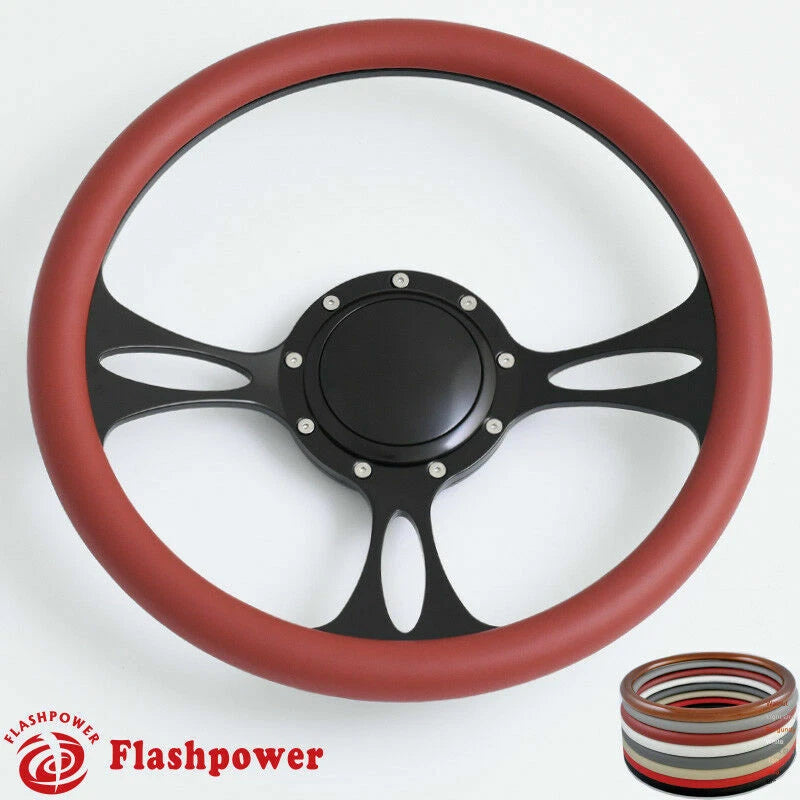 14'' Billet Steering Wheels Half Wrap Muscle Car Chevrolet Camaro Nova w/ Horn