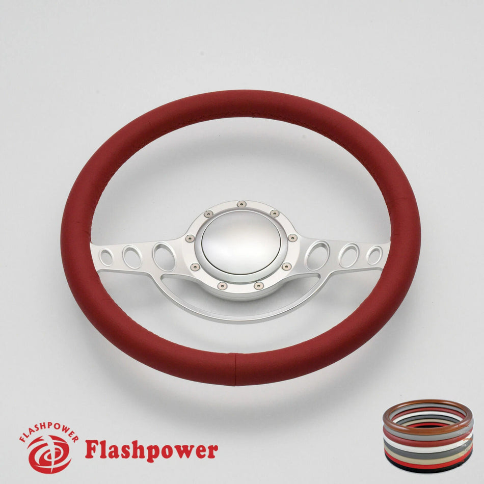 14'' Billet Steering Wheels Full Wrap Impala Chevy II Nova Chevelle w/ Horn