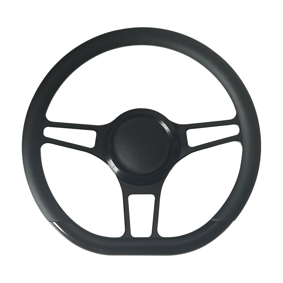 14'' D Type Billet Steering Wheel  Vinyl Muscle Car Mustang w/Horn Button