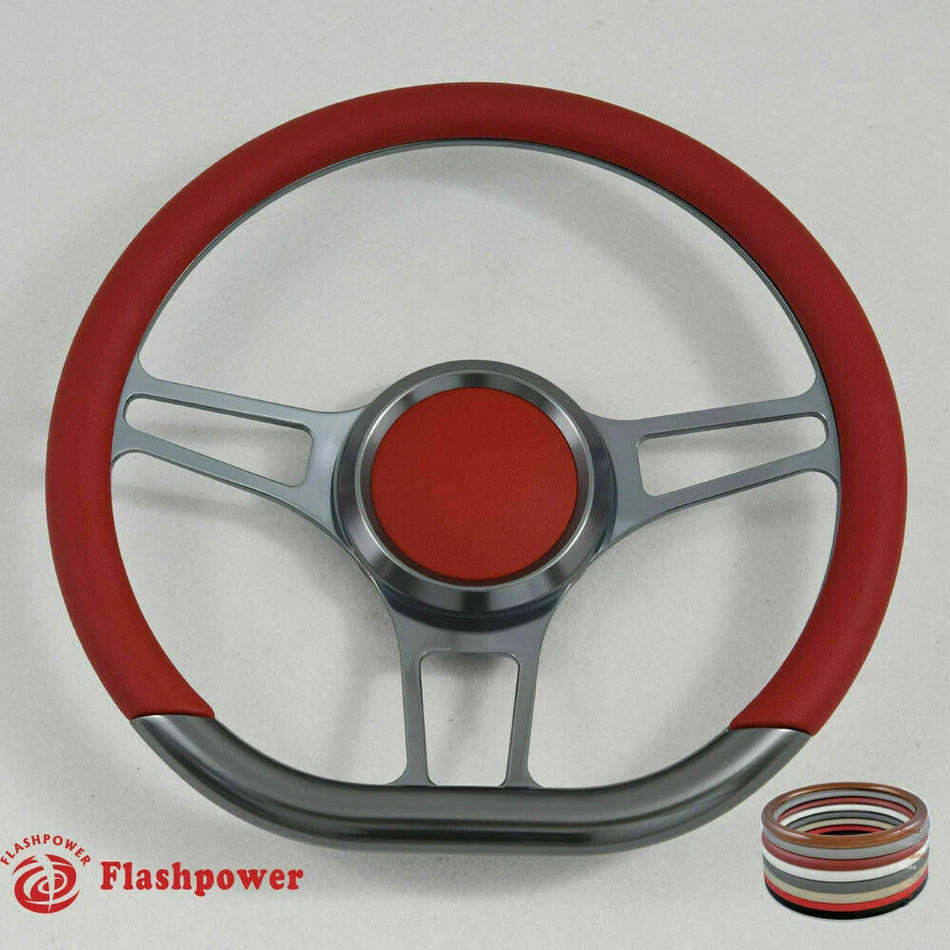 14'' Gun Metal Billet Steering Wheel Wrap LTD C10 Blazer Impala LUV W/Horn