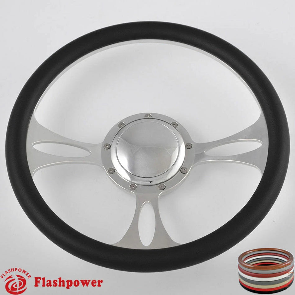 14'' Billet Steering Wheels Half Wrap Ford Thunderbird Mustang EXP w/ Horn