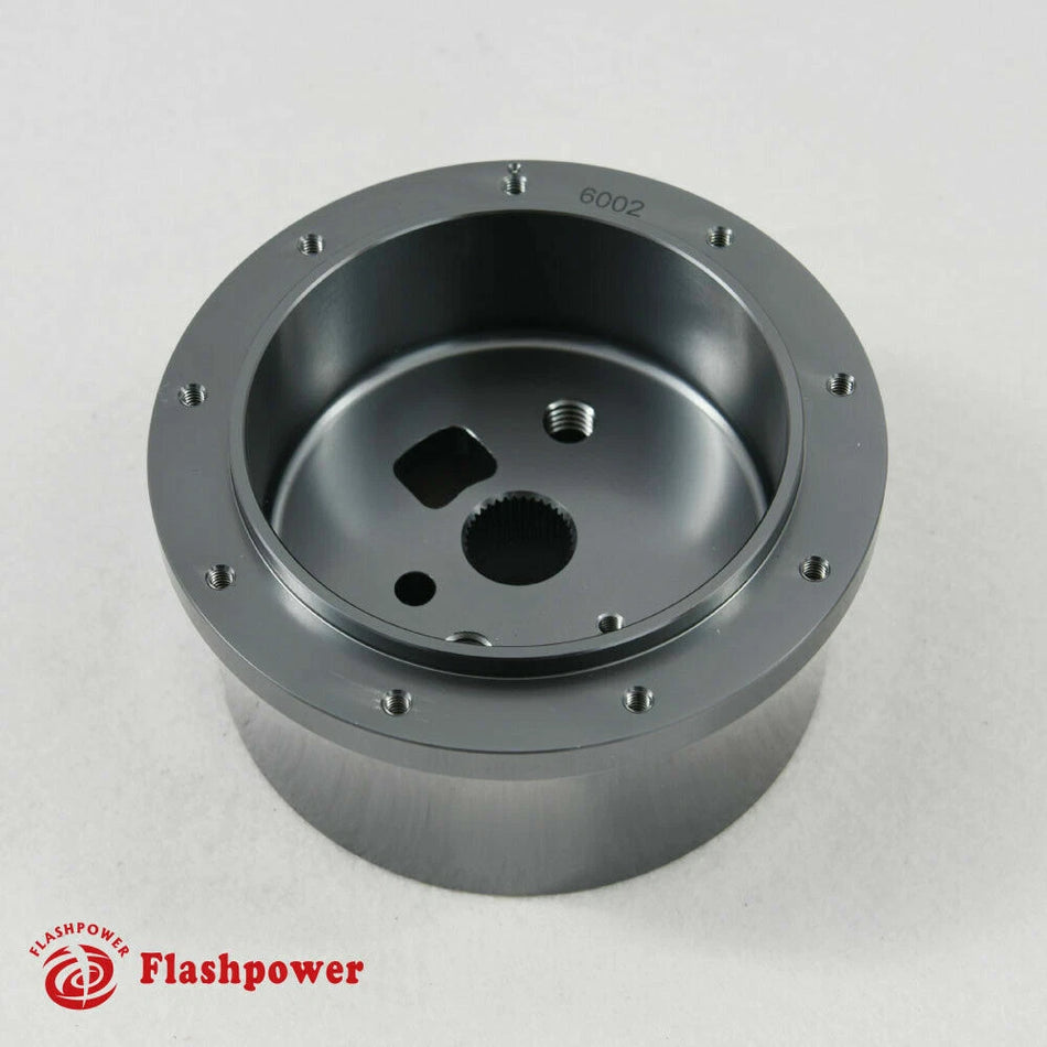 Flashpower Steering Wheel Adapter 9 Bolt Billet Gun Metal For GM Chevy