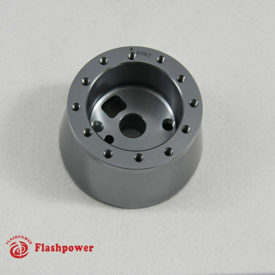 Flashpower Steering Wheel Adapter 6 Bolt Billet Gun Metal For GM Chevy