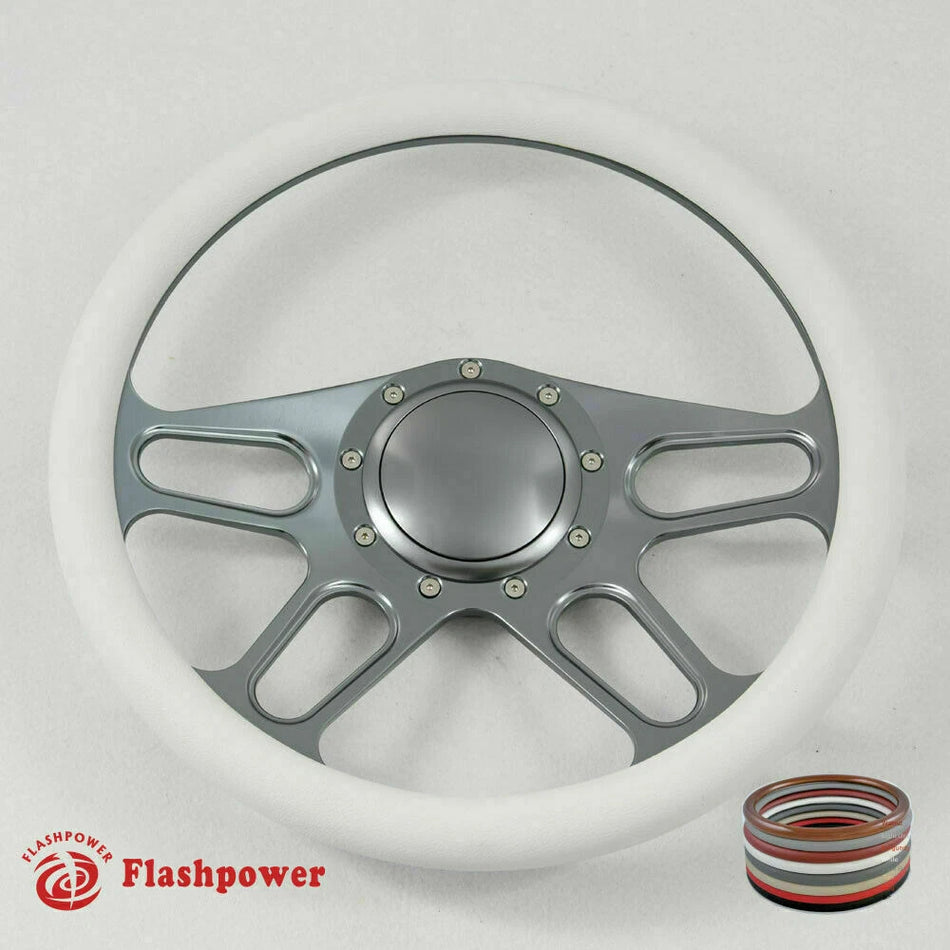 14'' Gun Metal Billet Steering Wheel Caprice GM Chevy Impala W/Horn
