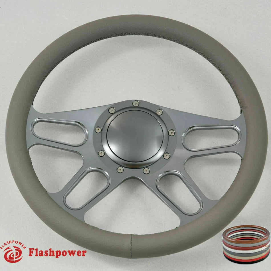 14'' Billet Steering Wheel Black Full Wrap Chevy GMC C10 W/Horn