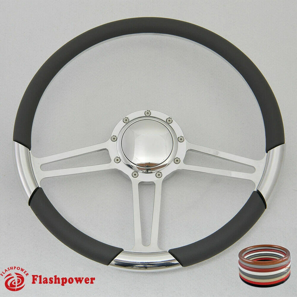 15.5'' Polished Billet Steering Wheel Half Wrap Firebird Chevy