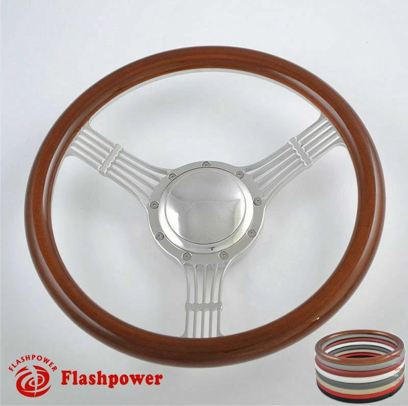 15.5'' Billet Steering Wheels Banjo Half Wrap Restoration Chevy Ford Mopar