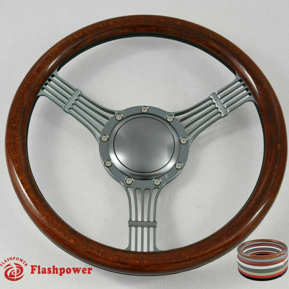 15.5'' Billet Banjo Steering Wheel Full Wrap Chevy GMC Ford W/Horn
