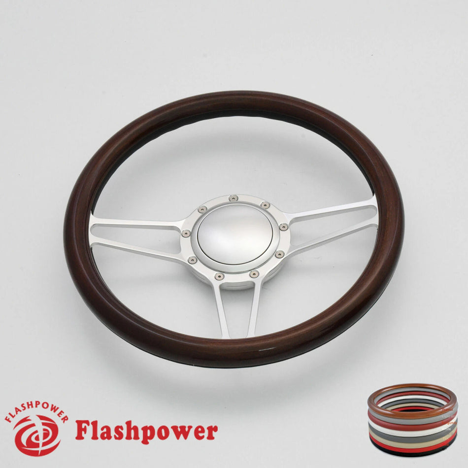 14'' Billet Steering Wheels Full Wrap Ford Fairlane Galaxie LTD Ranch w/ Horn