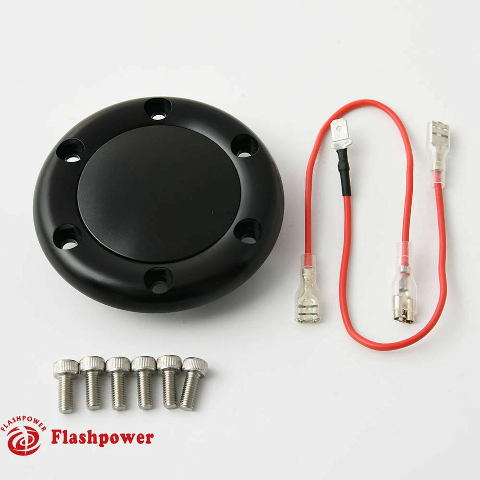 Billet Horn Button for 6 Bolt Steering Wheel Flashpower MoMo NRG Black Anodised