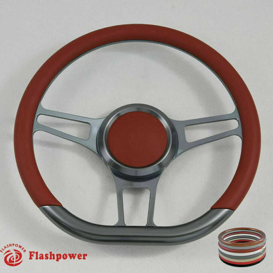 14'' Gun Metal Billet Steering Wheel Wrap LTD C10 Blazer Impala LUV W/Horn