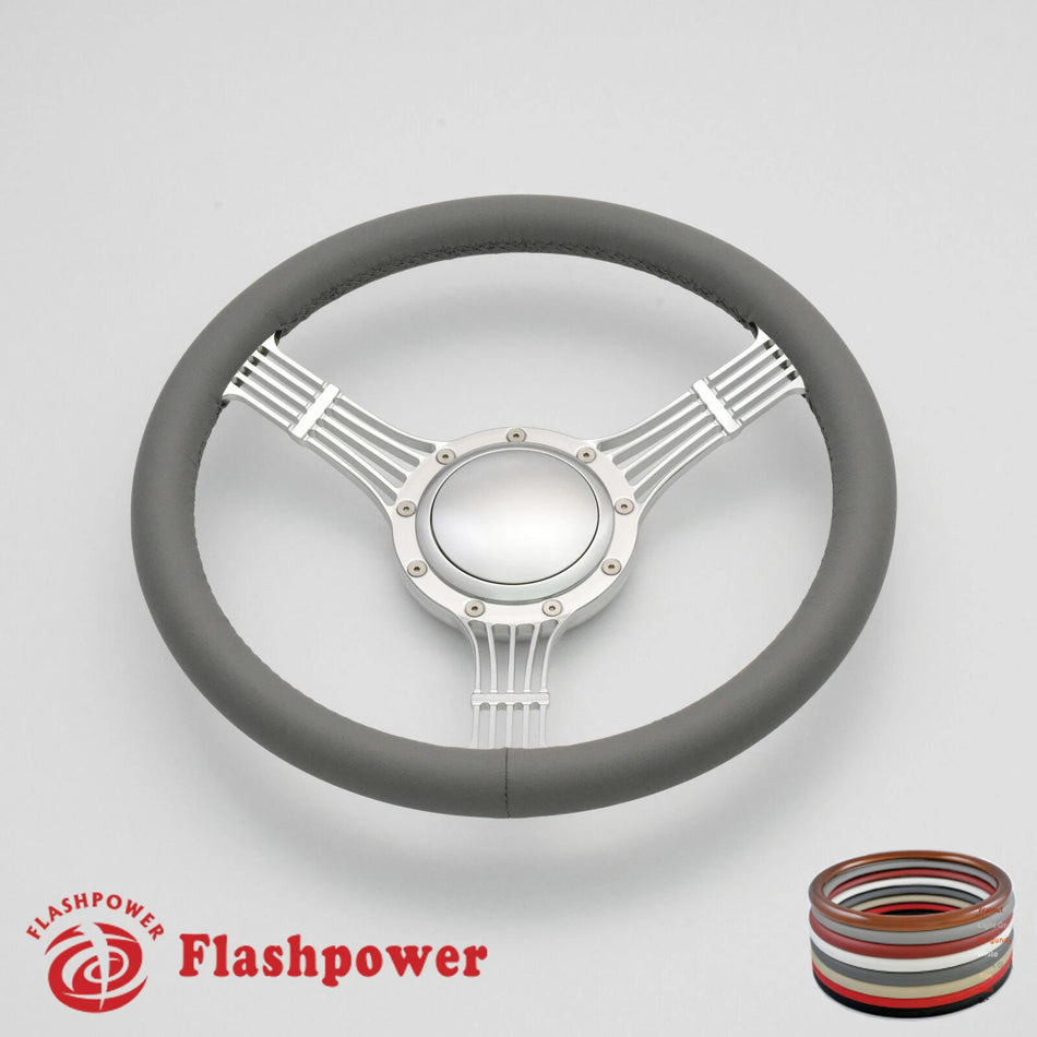 14'' Billet Steering Wheels Full Wrap Banjo Wrangler YJ Cherokee Jeep w/ Horn