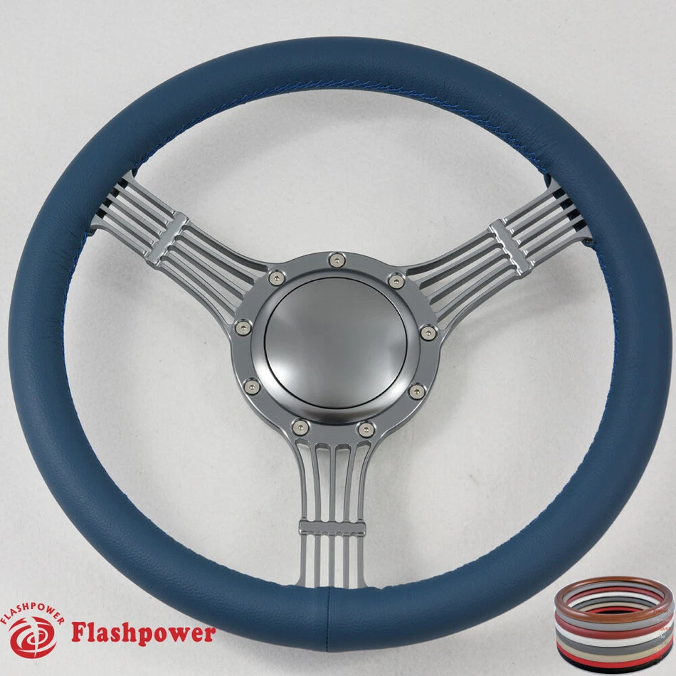 15.5'' Billet Banjo Steering Wheel Full Wrap Chevy GMC Ford W/Horn