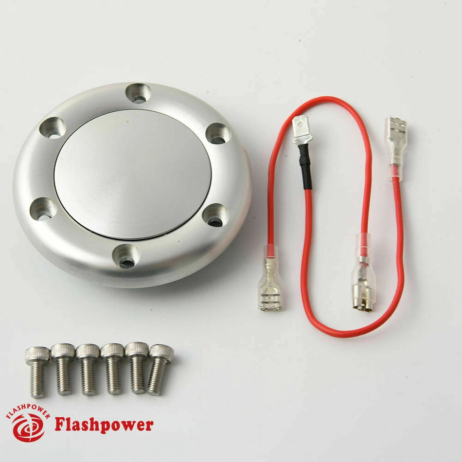 Billet Horn Button for 6 Bolt Steering Wheel Flashpower MoMo NRG Satin Finish