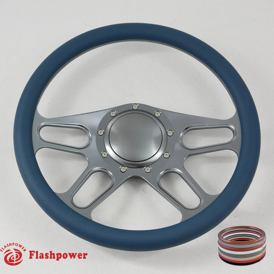14'' Gun Metal Billet Steering Wheel Caprice GM Chevy Impala W/Horn