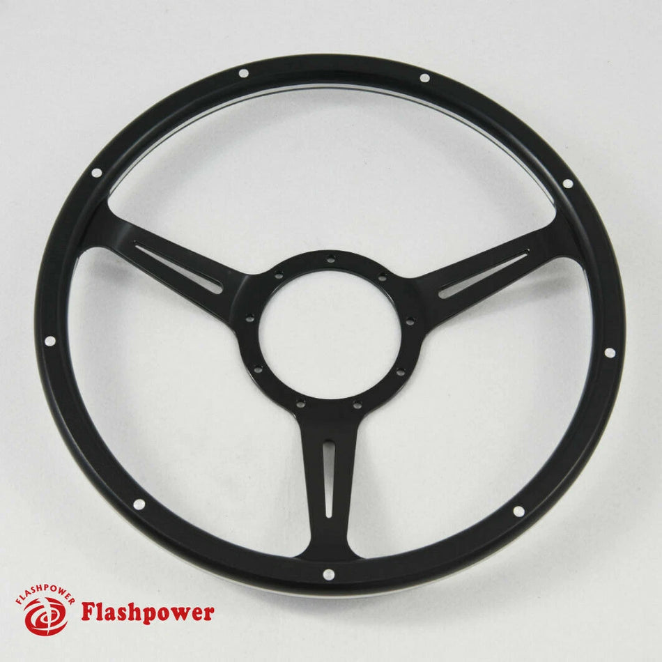 14" Black Forest Wood Steering Wheel Riveted Vintage Ford Mustang Shelby Cobra