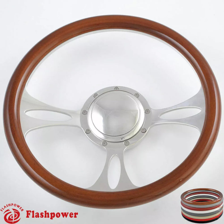 14'' Billet Steering Wheels Half Wrap Ford Thunderbird Mustang EXP w/ Horn