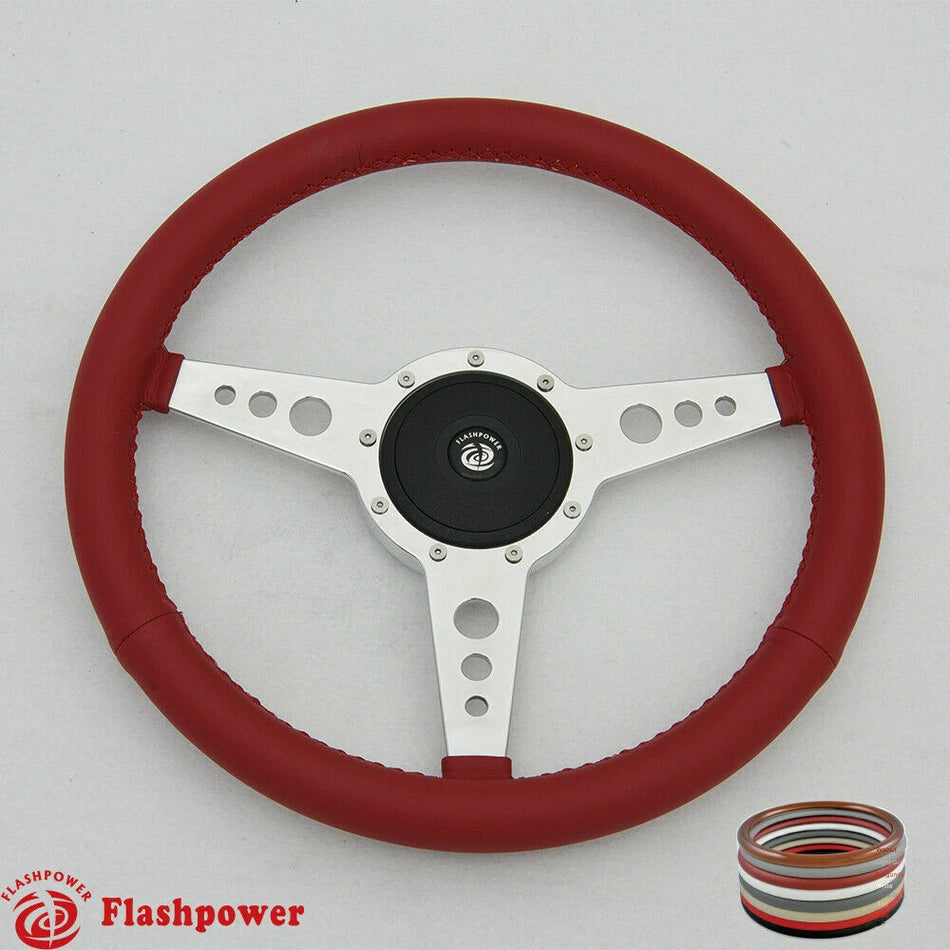 15" Classic Steering Wheel Red Chevy GMC Impala GTO W/ Horn