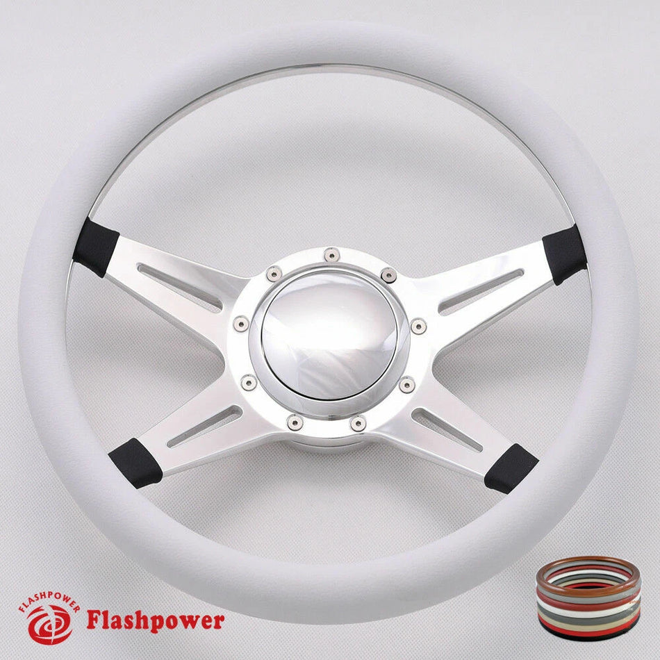 14'' Billet Steering Wheels Full Wrap Bronco Mercury Capri Lincoln w/ Horn