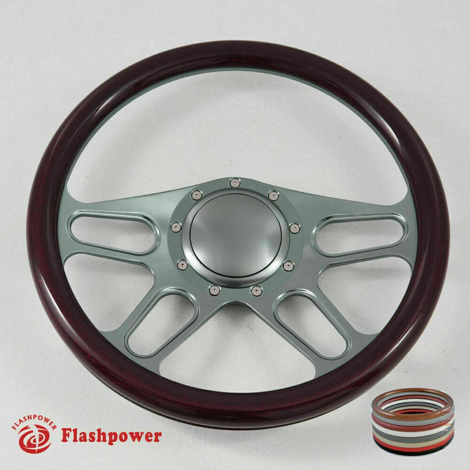 14'' Gun Metal Billet Steering Wheel Caprice GM Chevy Impala W/Horn