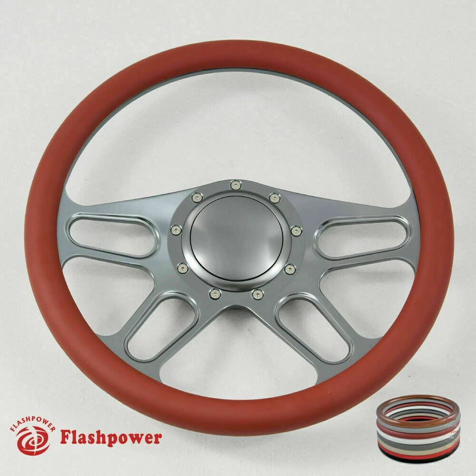 14'' Gun Metal Billet Steering Wheel Caprice GM Chevy Impala W/Horn