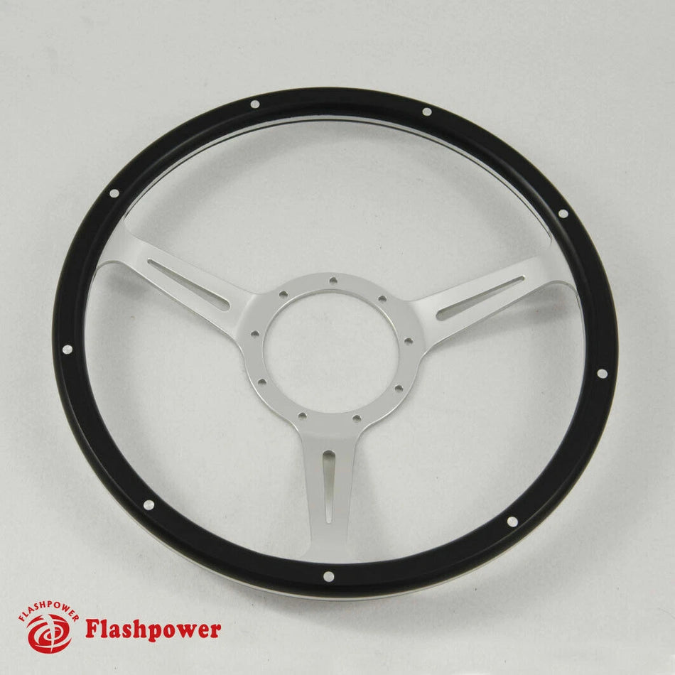 14" Black Forest Wood Steering Wheel Riveted Ford Shelby AC Cobra w/ Horn Satin