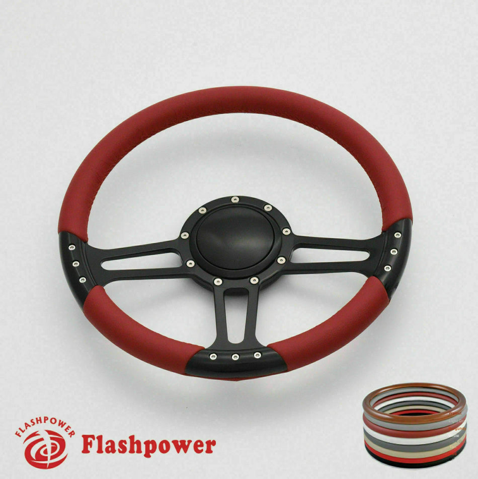 14'' Billet Steering Wheel Full Wrap Blazer Chevy Ford W/Horn