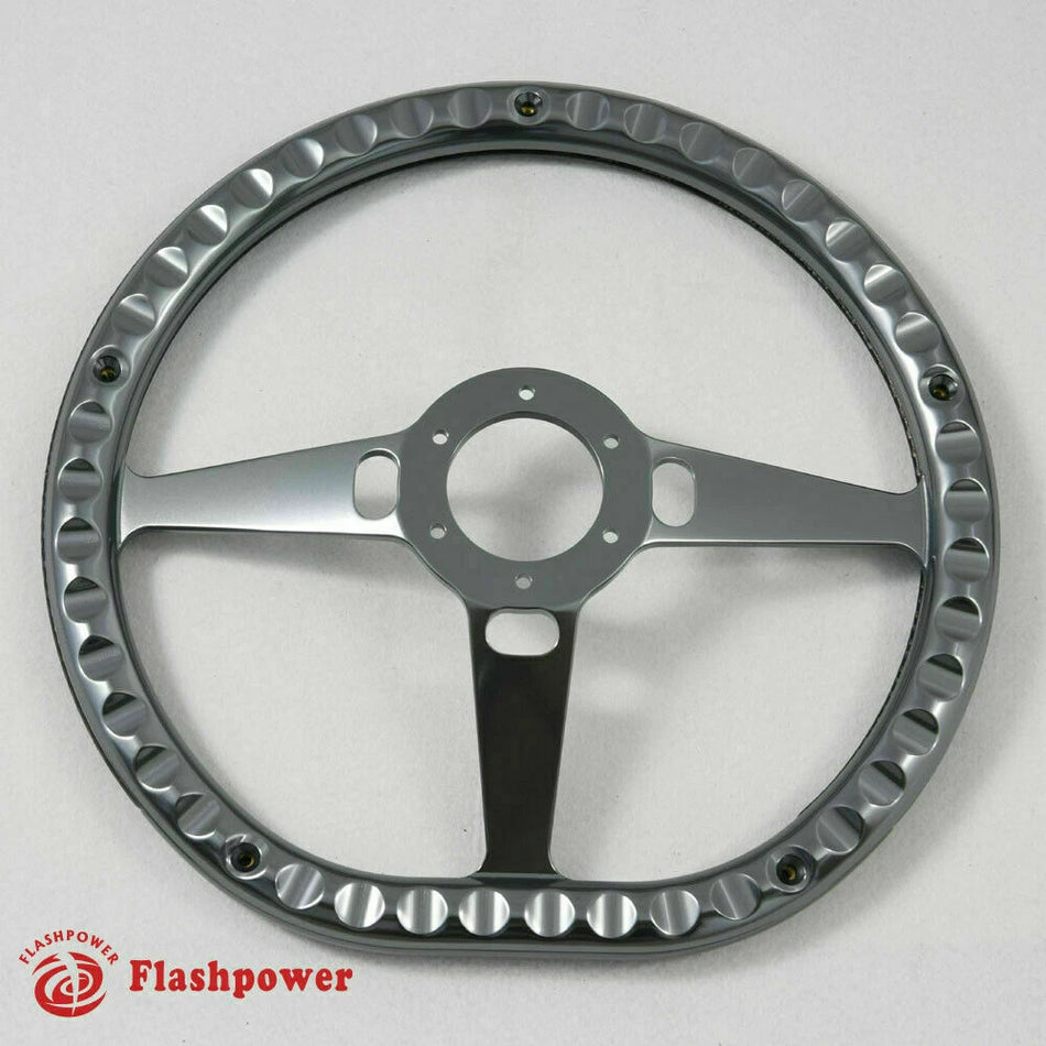 14'' Gun Metal Billet Steering Wheel Caprice S10 Chevy GMC W/Horn