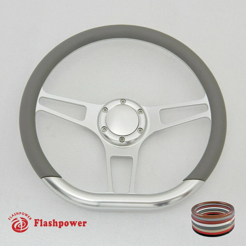 14'' D Type Billet Steering Wheel Half Wrap Muscle Car GMC W/Horn Button